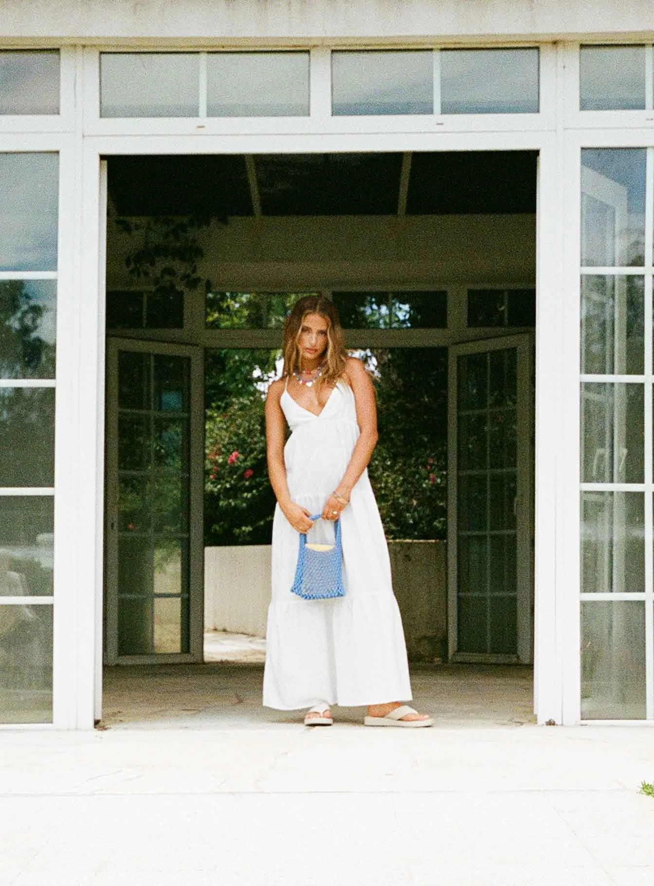 Chelsea Maxi Dress White Textured Look