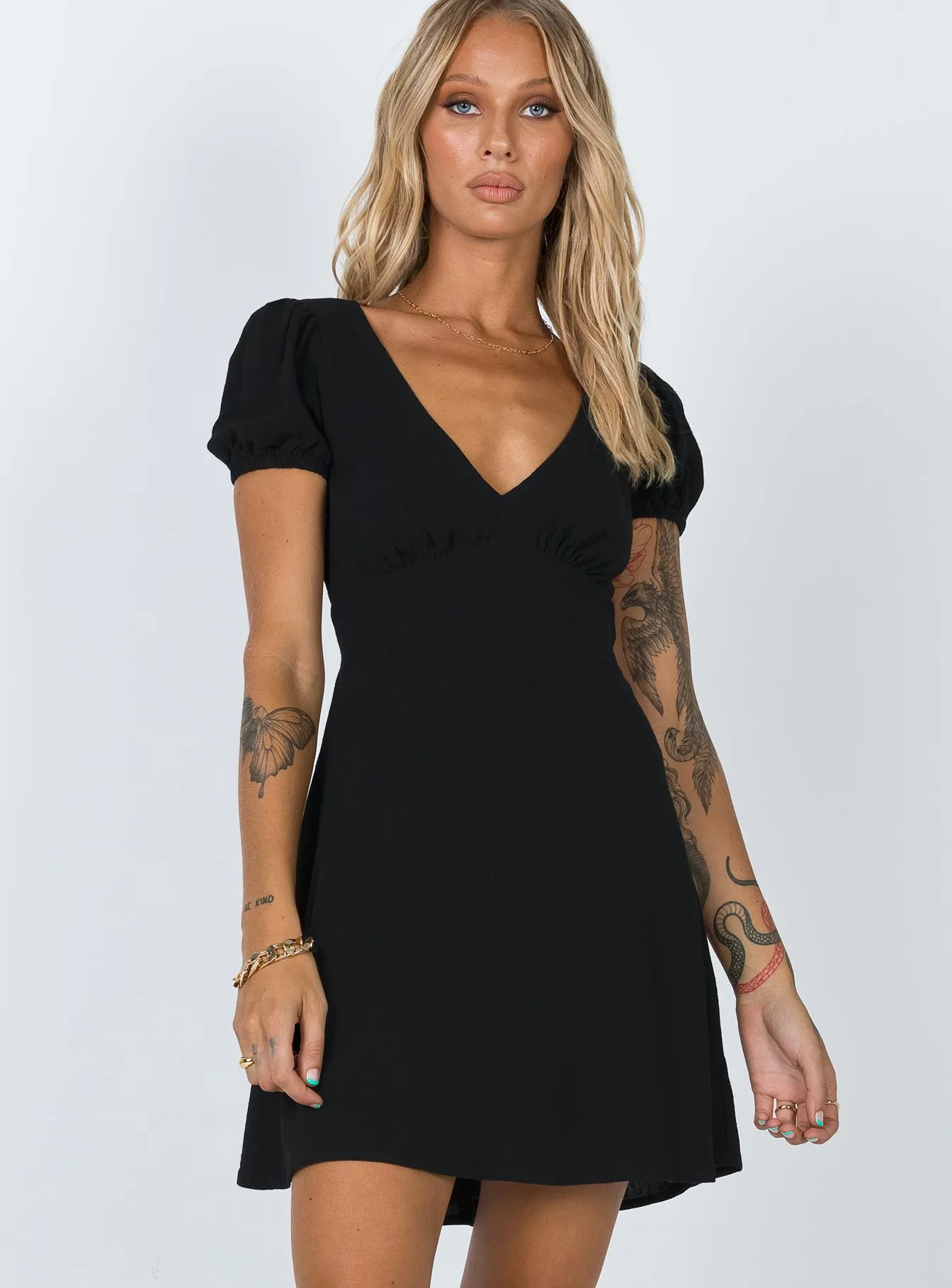 Smith Mini Dress Black Kimono-Sleeve