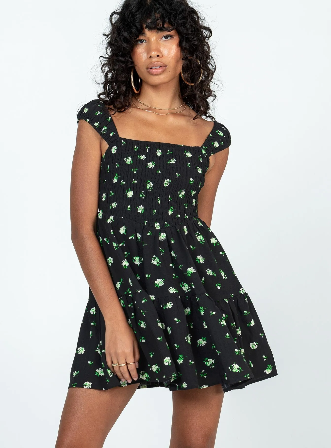 Dream Look FadeResistantColor Cedarwood Mini Dress Black / Floral