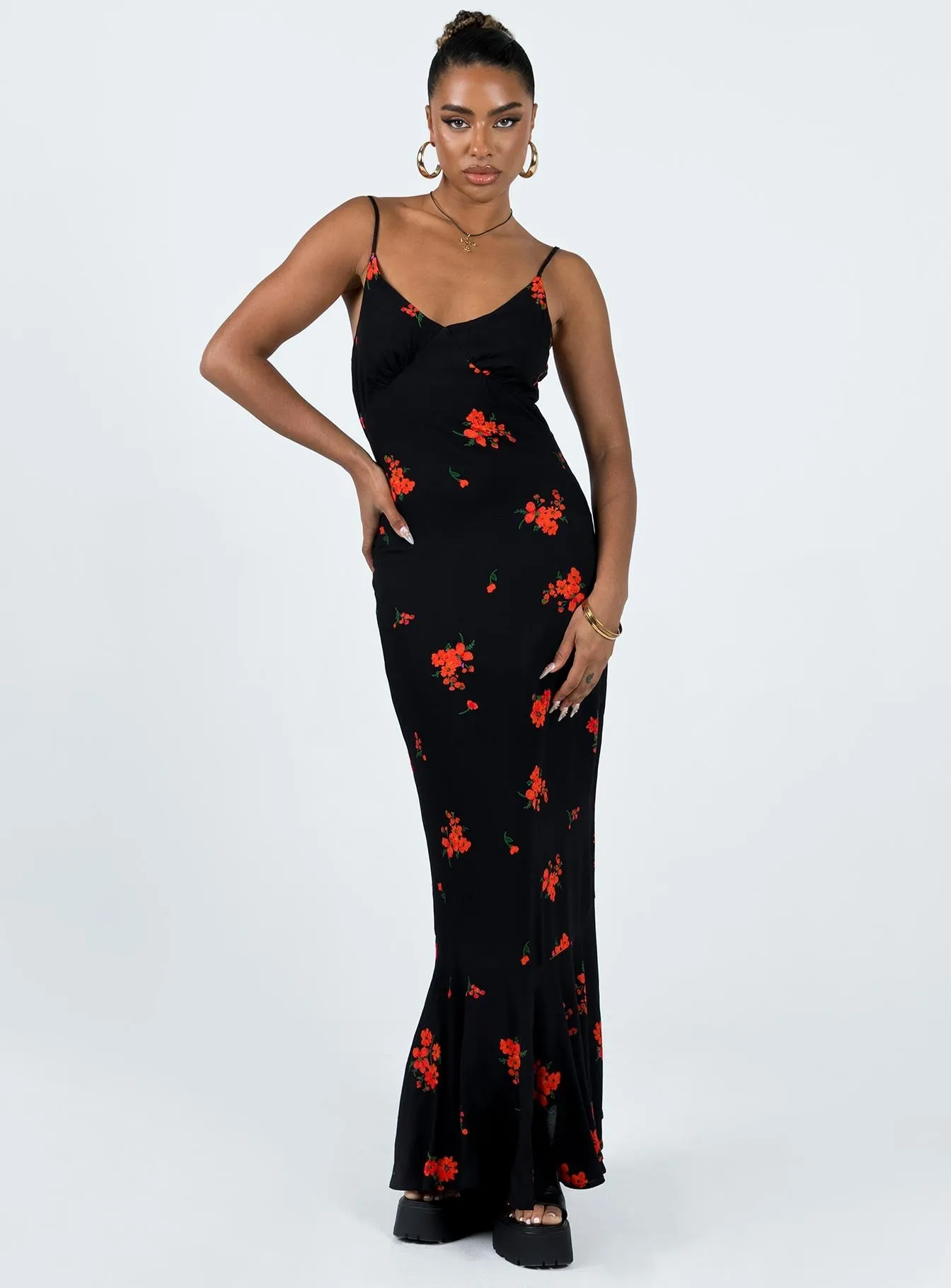 Vibrant Aesthetic Modest Light Lucan Maxi Dress Black / Red