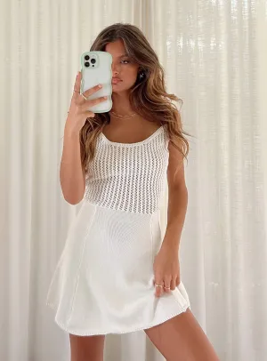 Front-Pocket Resort Vibes Courtside Mini Dress White