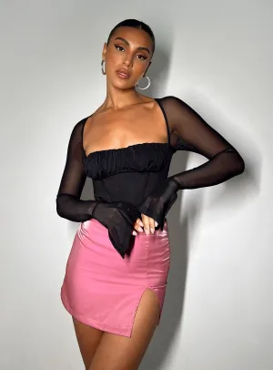Style Moment High Waist Ayres Mini Skirt Pink