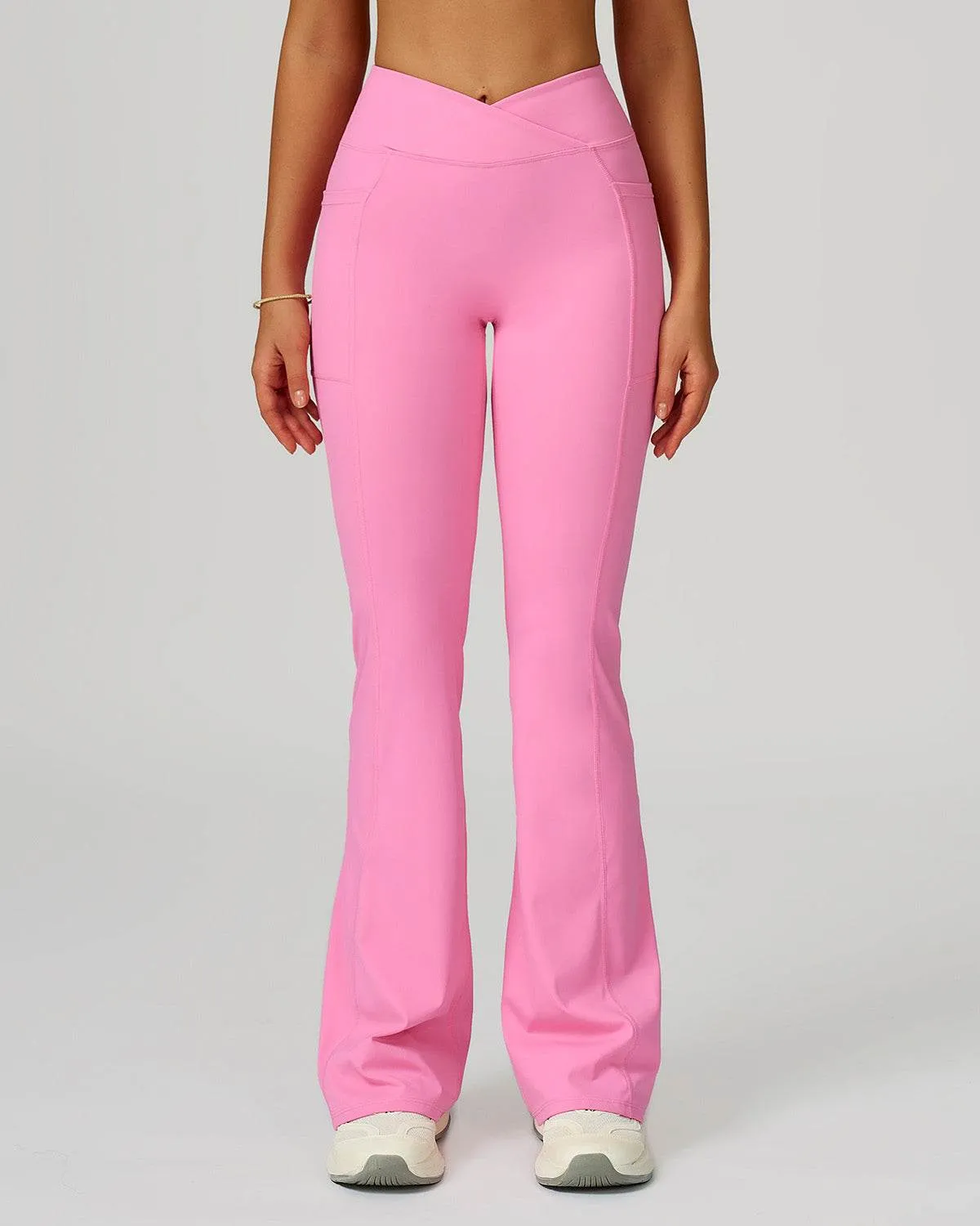 Cross Waist Yoga Flared Pants with Pockets Fire Core
