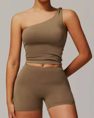 One Shoulder Knot Design Tank Fitness Tops Fairy Core Street Edge