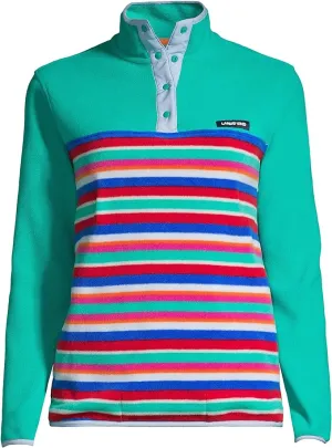 product quilted lining comfort aesthetic features Lands' End Women's Heritage Fleece Snap Neck Pullover
