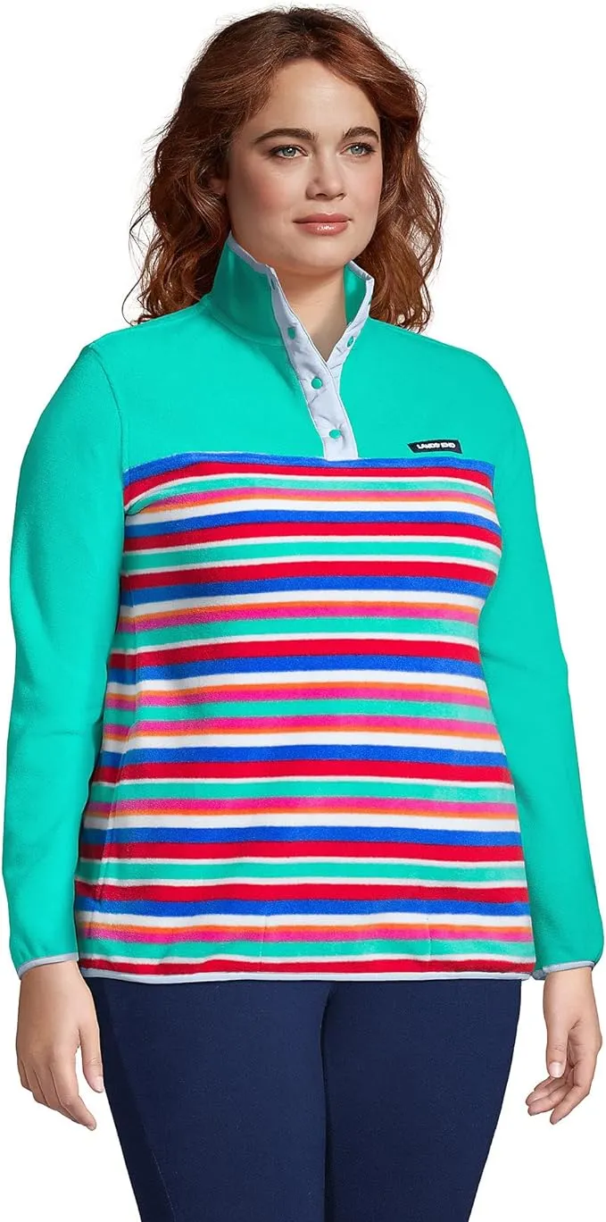 Everyday Hoodie Lands' End Women's Heritage Fleece Snap Neck Pullover