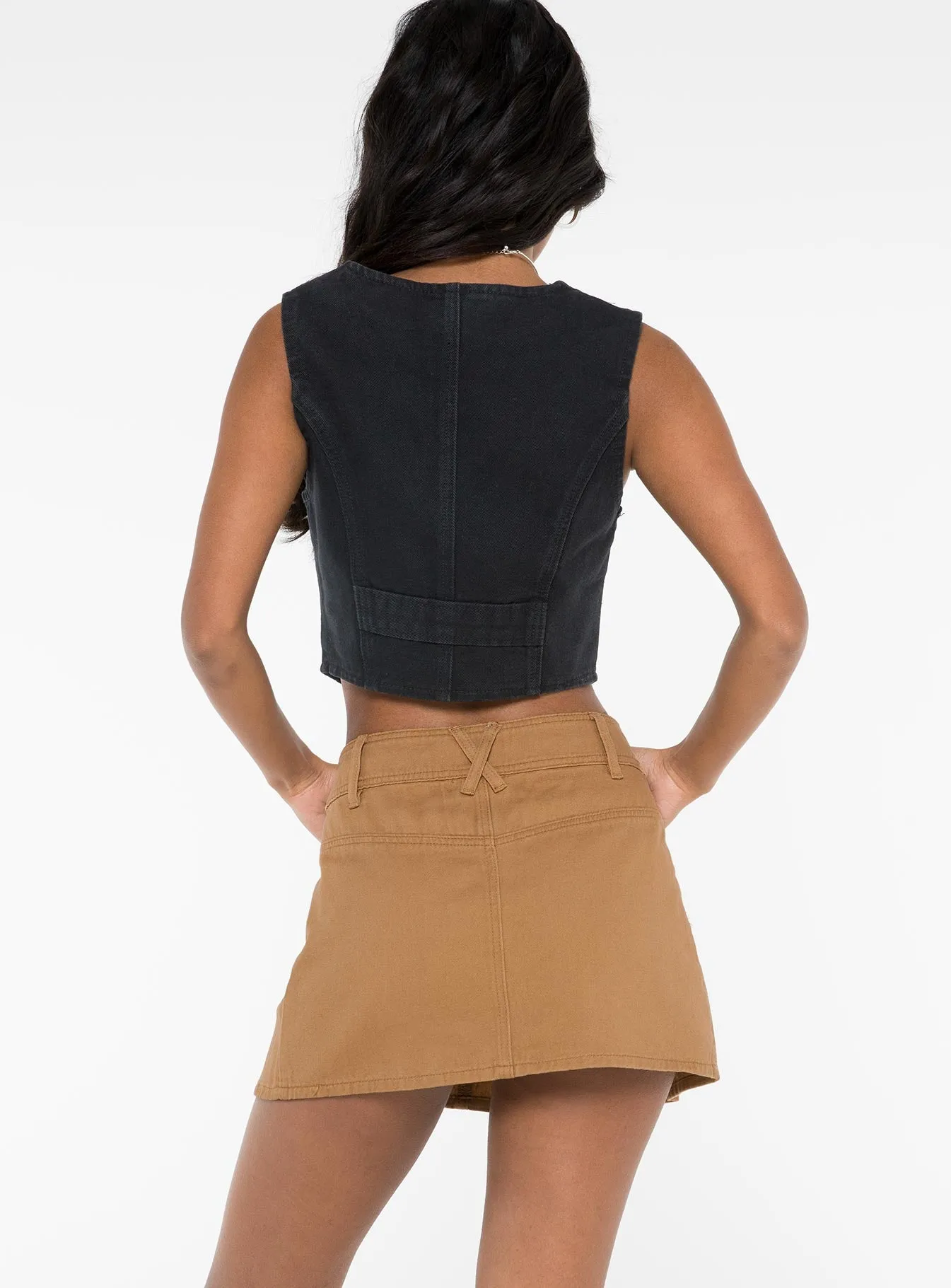 ruffle trim Cashmere Touch Stanton Mini Skirt Beige