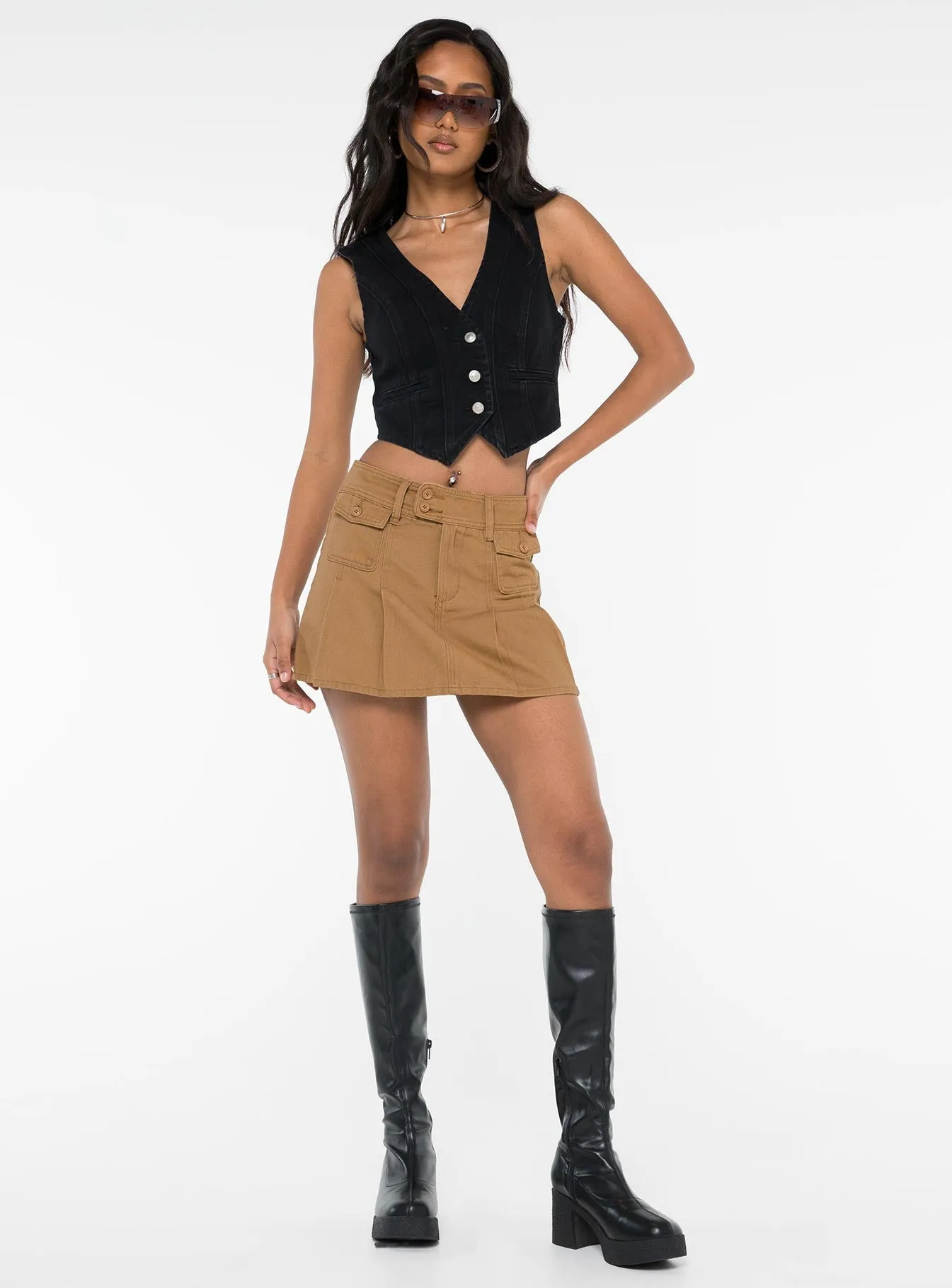 Stanton Mini Skirt Beige Style Layering Collector??s Item