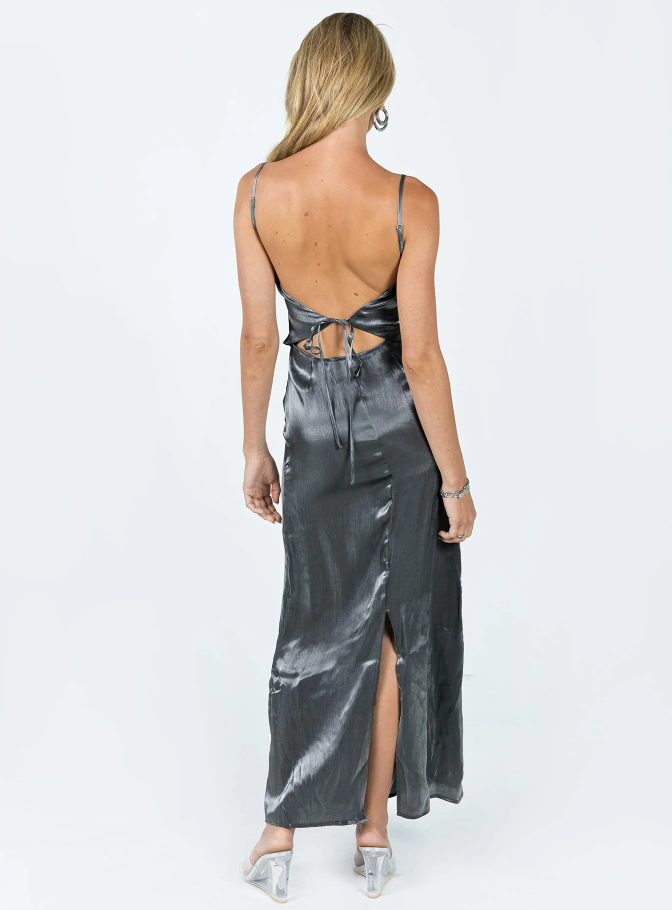 Flattering Style Fit Gianne Slip Maxi Dress Grey