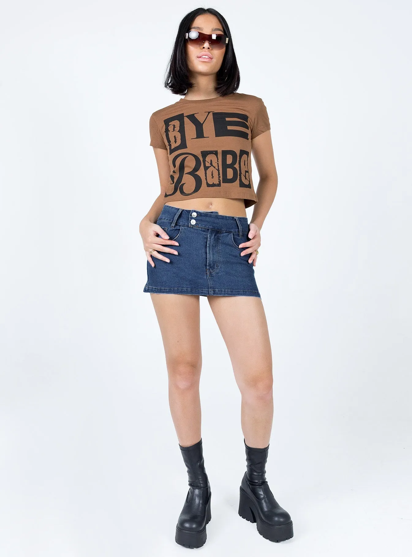 Machine wash safe Daphnie Denim Mini Skirt Denim