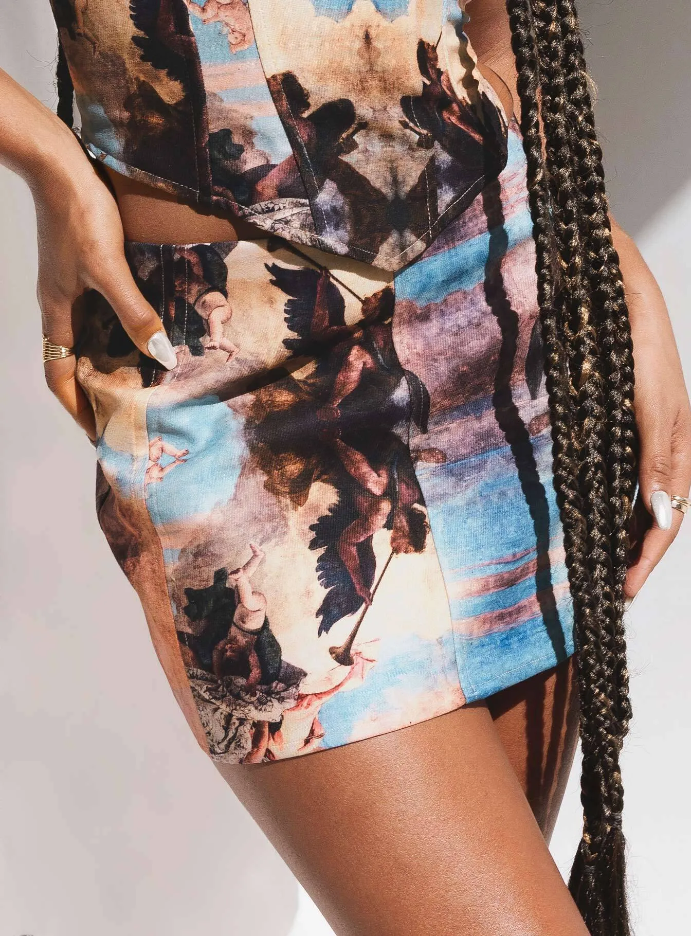 Angelic Touch Mini Skirt Multi Slim Fit Band A line