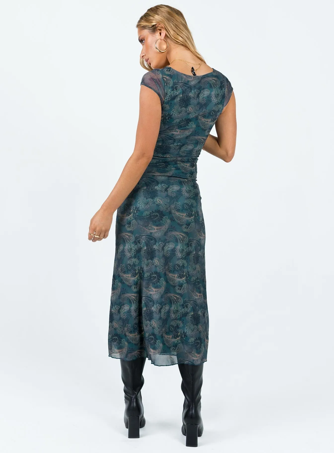 Motel Lunama Dress Tonal Blue Paisley Maternity-Fit