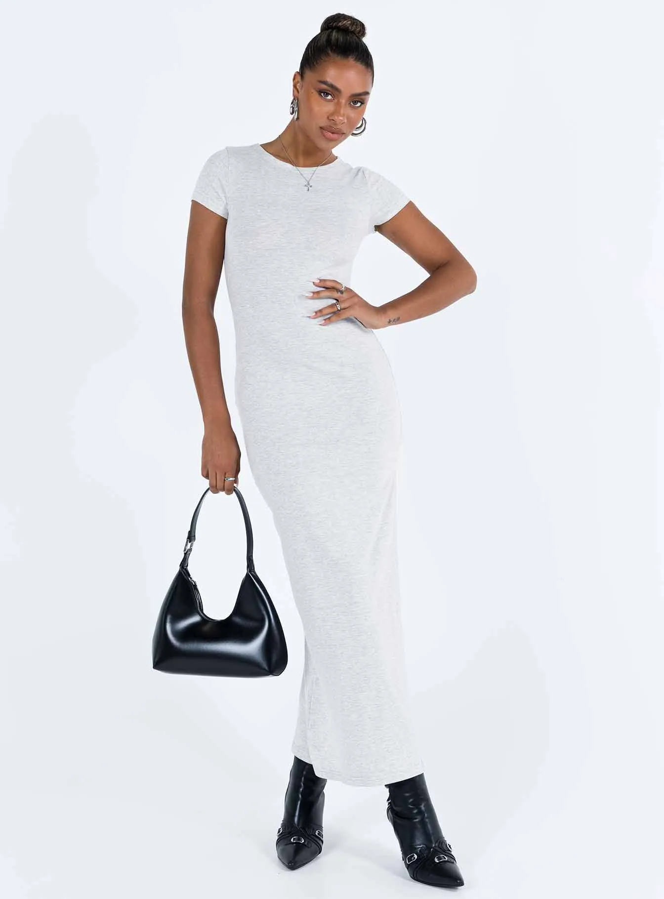 Lace Accent Festival Mood Lex Maxi Dress Grey