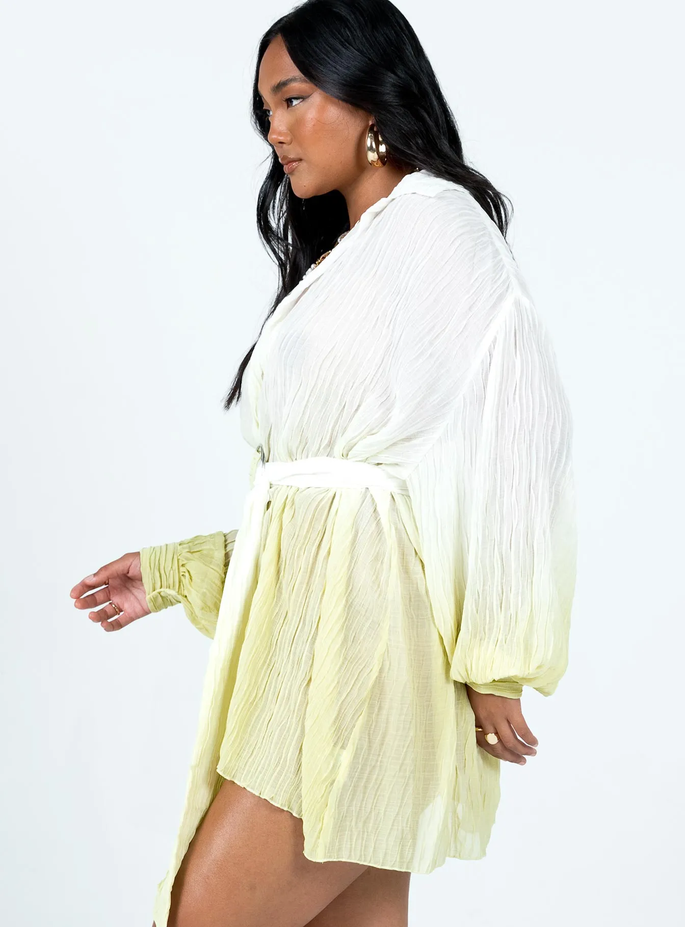 Outdoor Scene Elegant Motion Tune In Shirt Dress Green