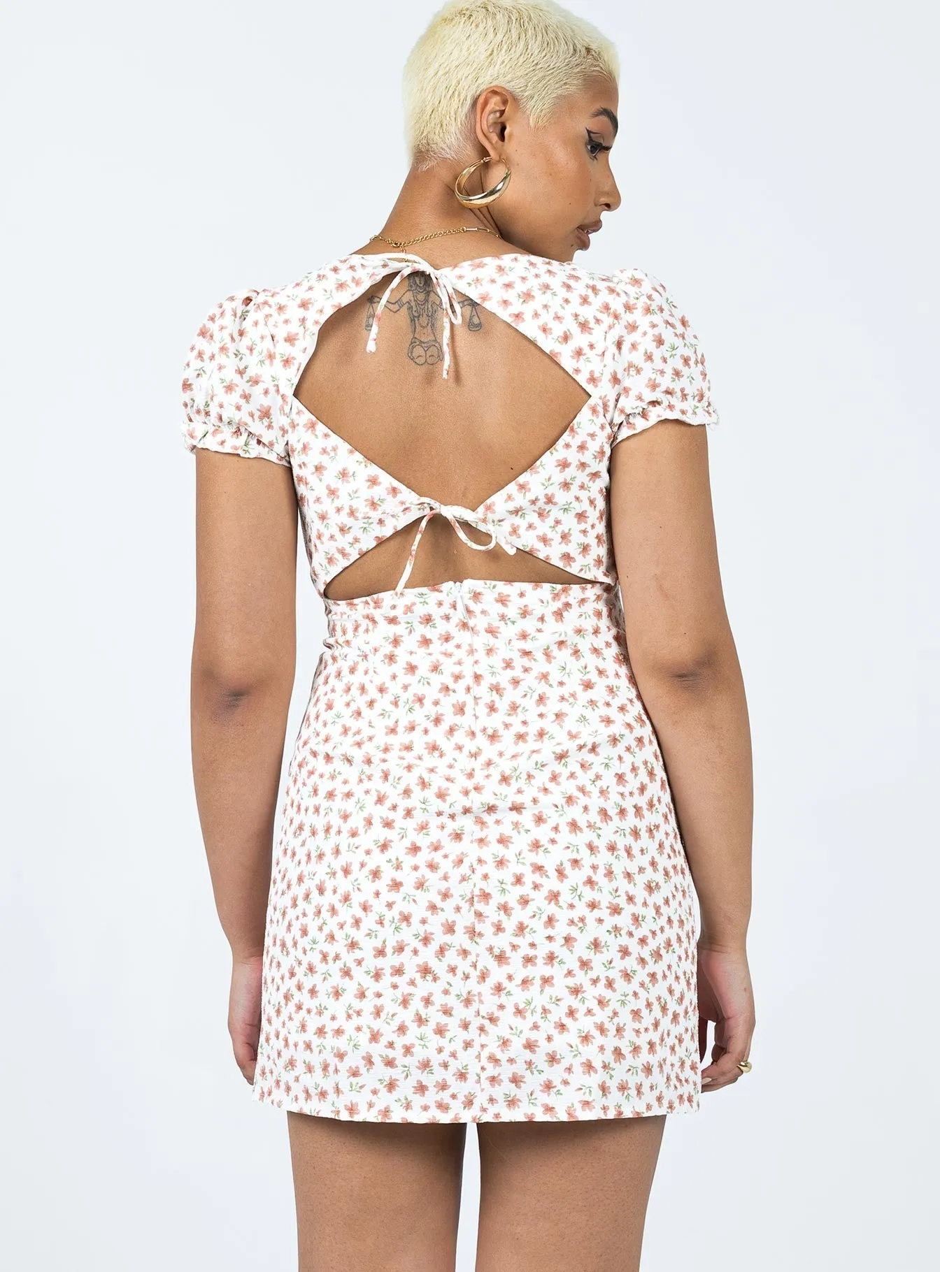 Kacey Mini Dress White Floral Cozy Comfort