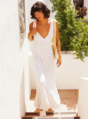 Evening Motion Florette Open Back Maxi Dress Cream Multi