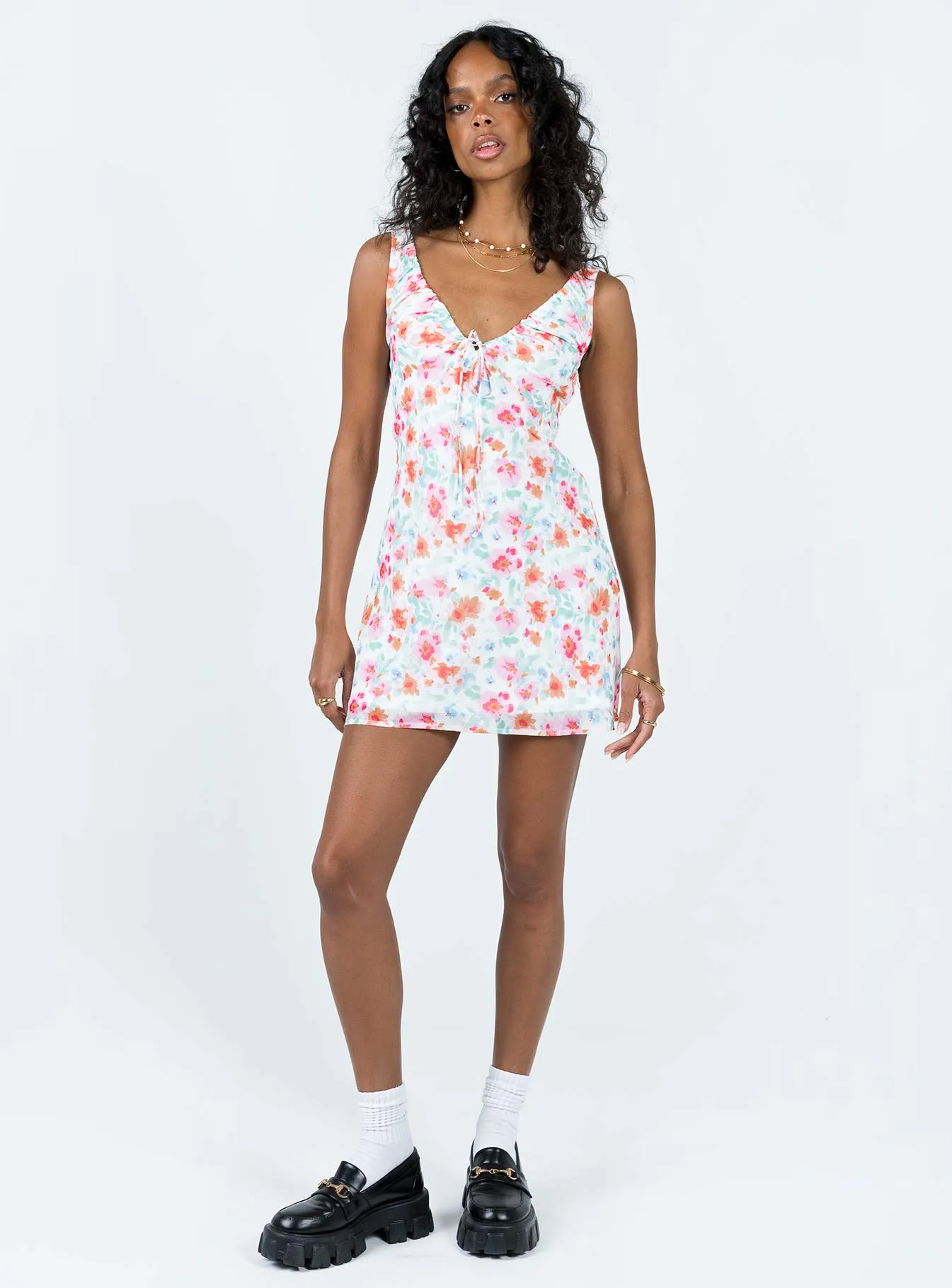 High-Fashion Youthful Feel Bareena Mini Dress Multi