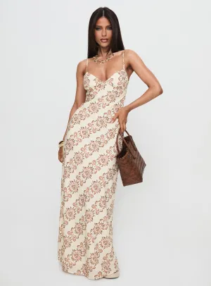 Soft Texture Smart and Chic Sugar Plum Maxi Dress Beige