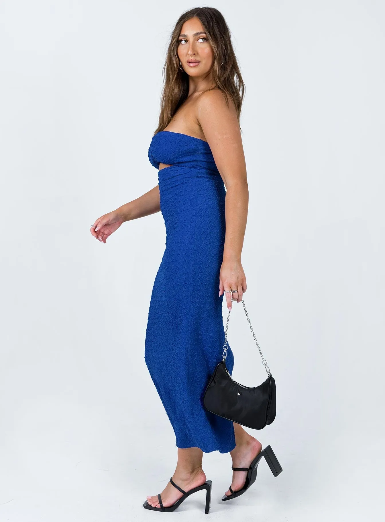 Talena Strapless Midi Dress Blue Limited-Edition Minimal Design