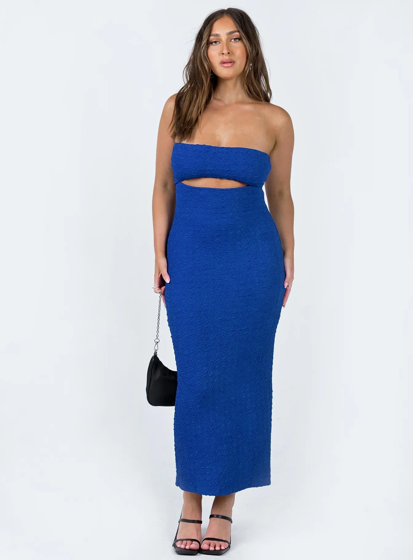 Daily Confidence Talena Strapless Midi Dress Blue
