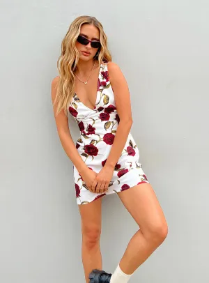 Winter-Season Nellie Mini Dress White / Red Floral