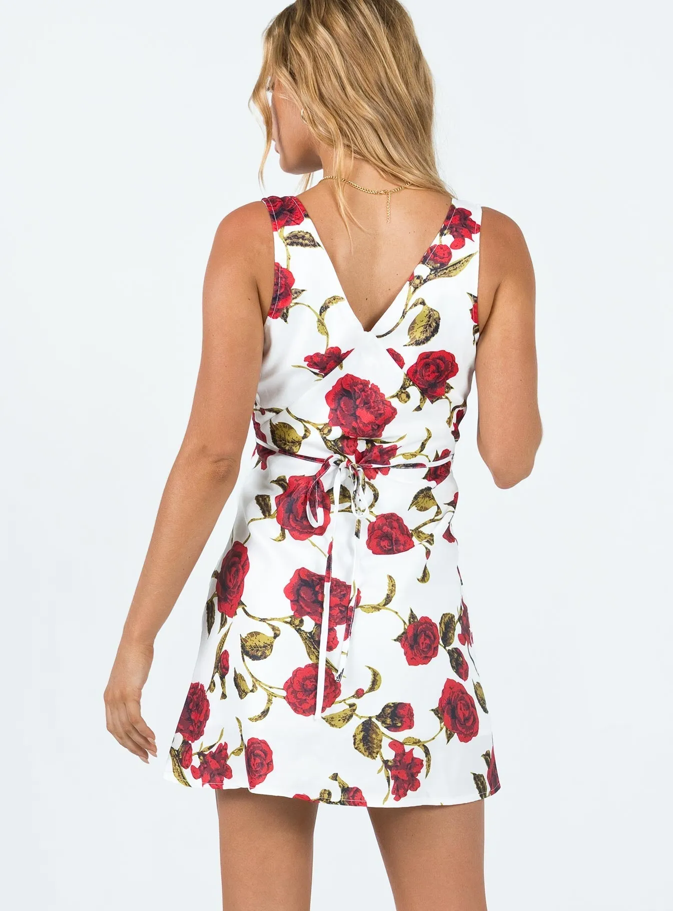 Shine Skin bold appearance Nellie Mini Dress White / Red Floral