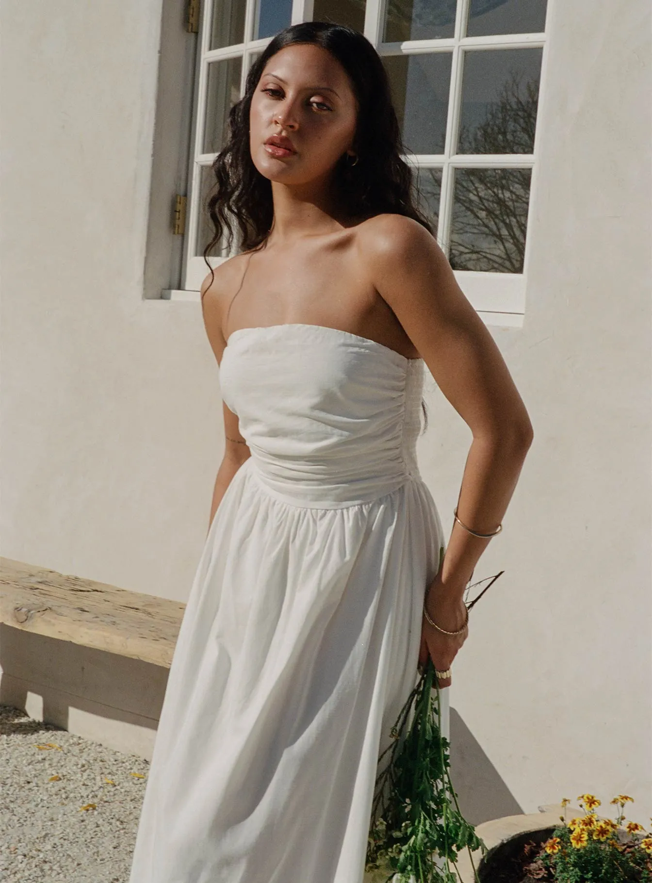 Easy to Wear Nicia Strapless Maxi Dress White