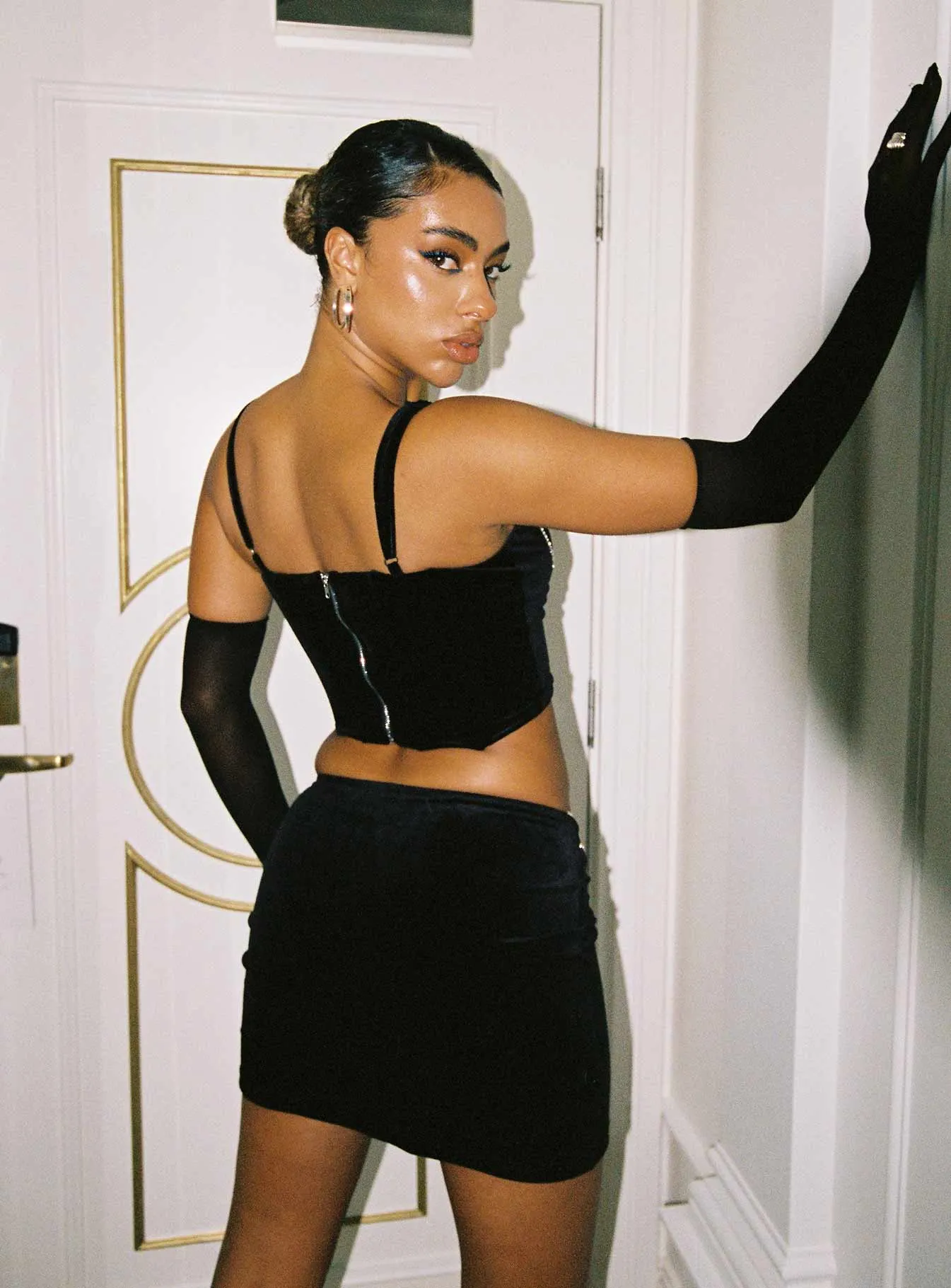 Claude Diamante Mini Skirt Black Relaxed Look