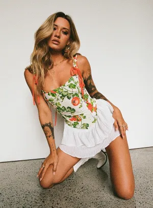 Polished Cut Neutral Tones Field Landing Skirt Ivory