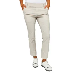 SturdyBeltLoops Golftini Women's Stretch Ankle Golf Pants - Khaki Houndstooth