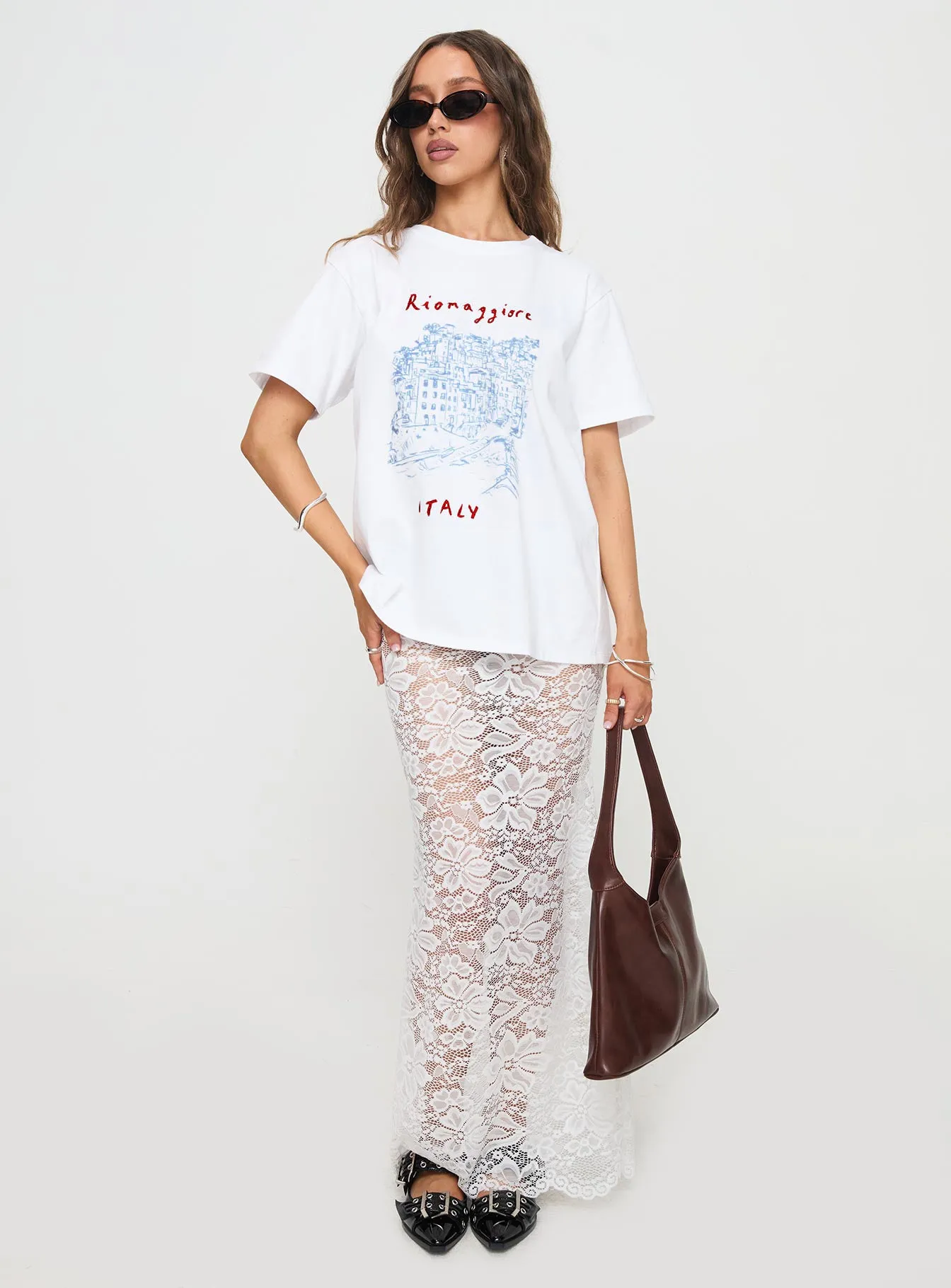 Unisex Riomaggiore Oversized Tee White