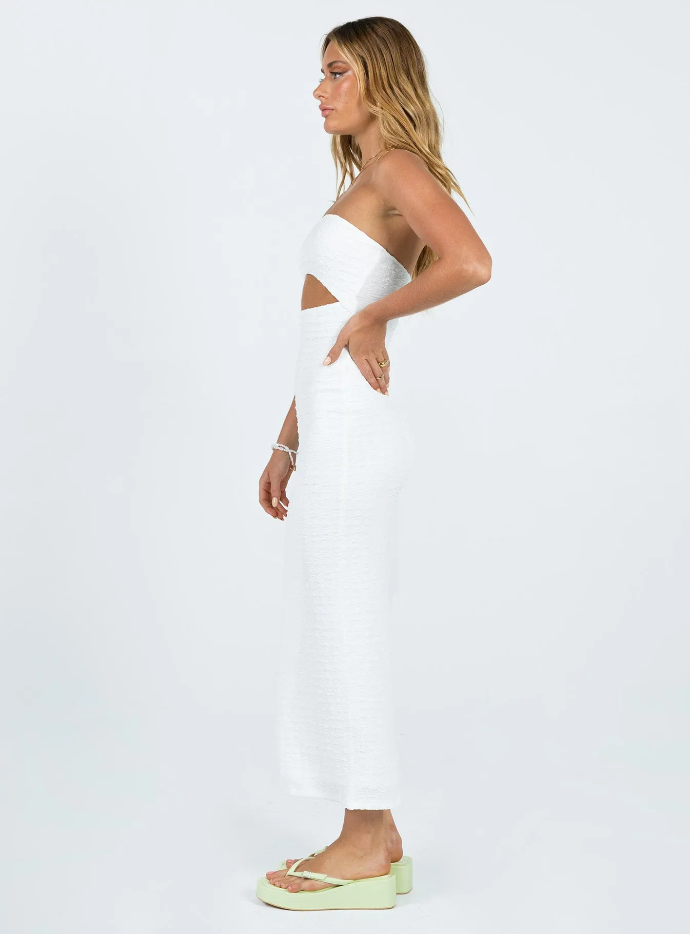 Talena Strapless Midi Dress White Bright-colored piece Dreamy Touch