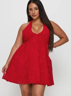 Moriah Halter Mini Dress Red Curve Everyday Look Tulle Air