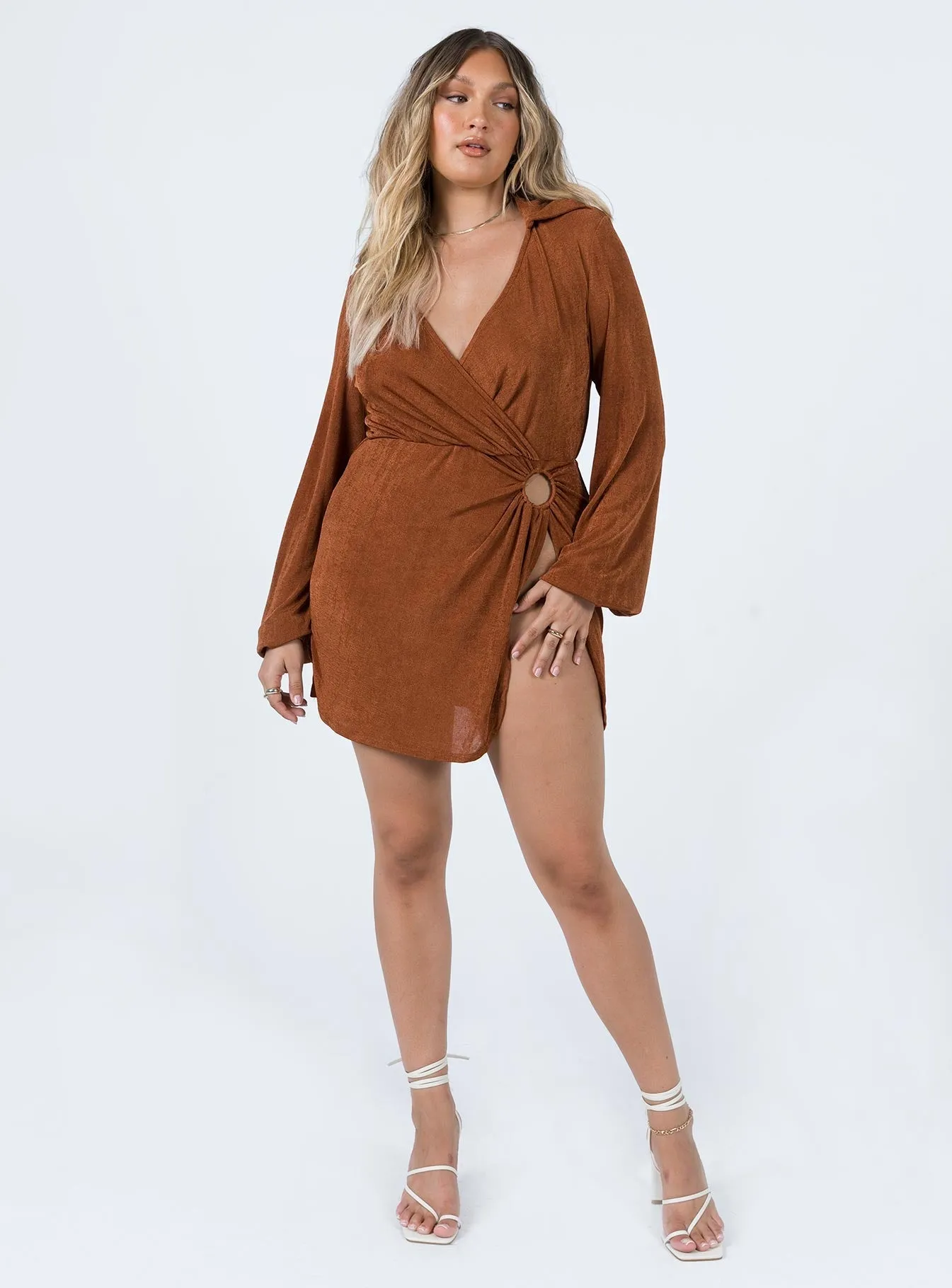Sleek Flex Year Rounder Karley Wrap Mini Dress Brown