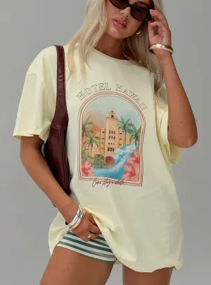 Breathable Stretch Fit Hotel Hawaii Oversized Tee Yellow