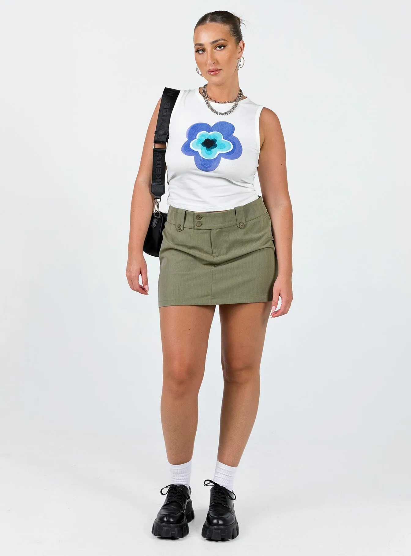Coco Mini Skirt Khaki Cozy Vibe